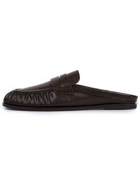Women's Chocolate 1 Comfort Loafers Slingback Flats Ruched Toe Backless Slip-On
